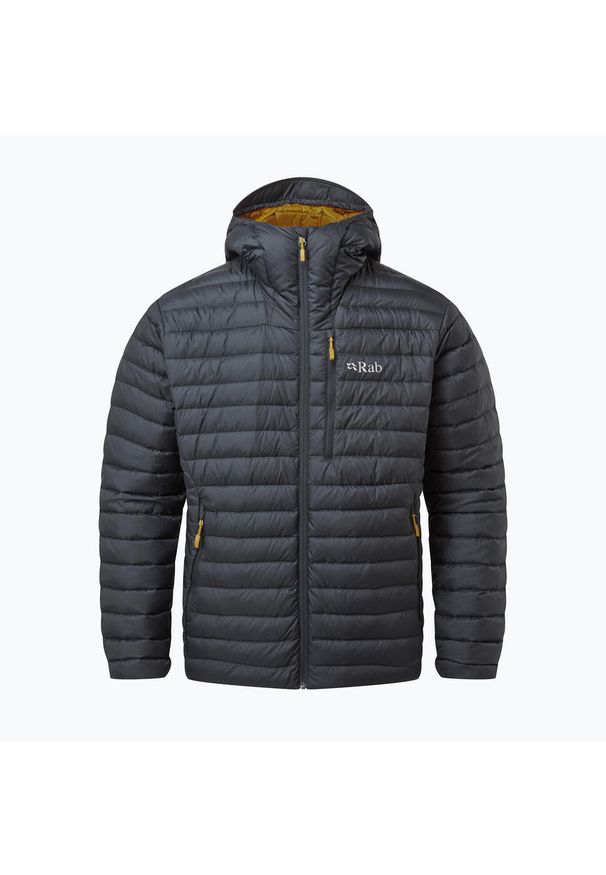 Kurtka puchowa męska Rab Microlight Alpine Jacket z kapturem. Typ kołnierza: kaptur. Kolor: szary. Materiał: puch