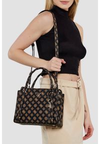 Guess - GUESS Brązowa logowana torebka damska Daryna II. Kolor: brązowy. Materiał: skórzane. Styl: elegancki, casual #4
