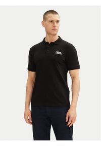 Karl Lagerfeld - KARL LAGERFELD Polo 745088 552235 Czarny Regular Fit. Typ kołnierza: polo. Kolor: czarny. Materiał: bawełna