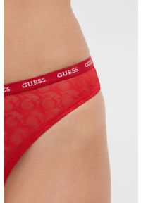 Guess figi kolor czerwony z koronki. Kolor: czerwony. Materiał: koronka. Wzór: koronka #3