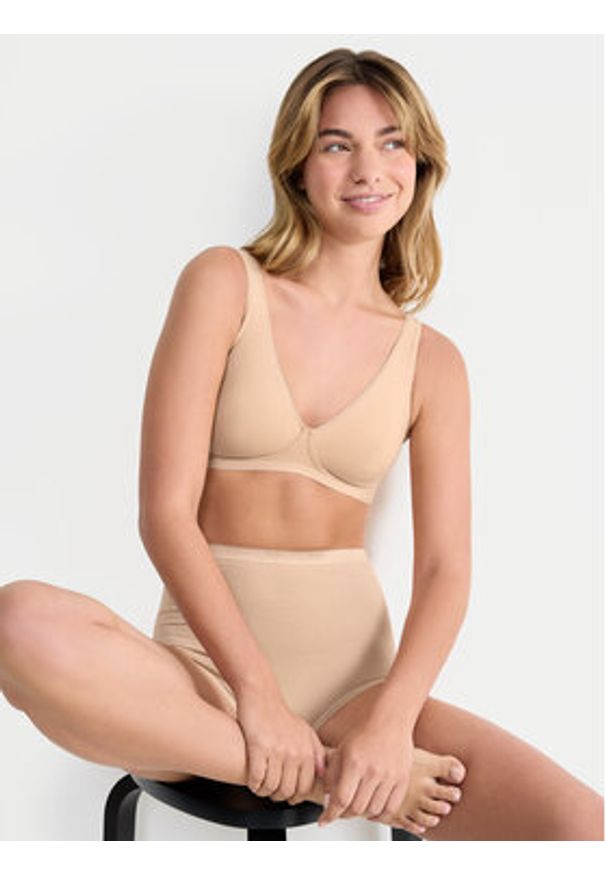 Sloggi Biustonosz bezfiszbinowy Basic 10222327 Beżowy. Kolor: beżowy. Materiał: bawełna