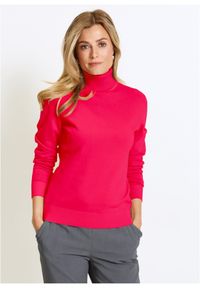 bonprix - Sweter z golfem. Typ kołnierza: golf. Kolor: czerwony