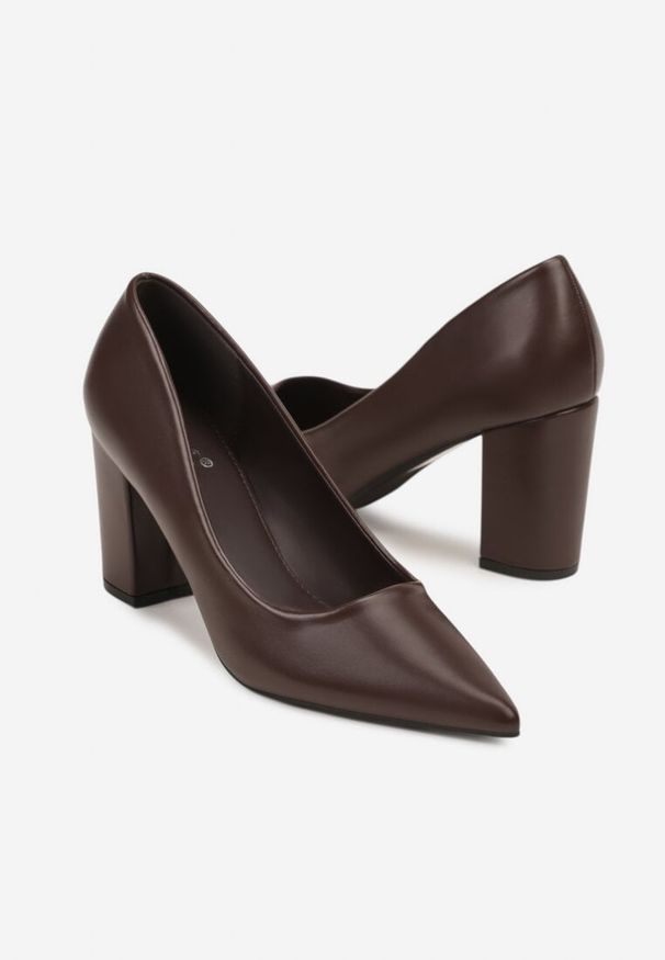 Born2be - Brązowe Czółenka na Obcasie w Klasycznym Stylu Neorii. Okazja: do pracy. Kolor: brązowy. Obcas: na obcasie. Styl: klasyczny. Wysokość obcasa: średni