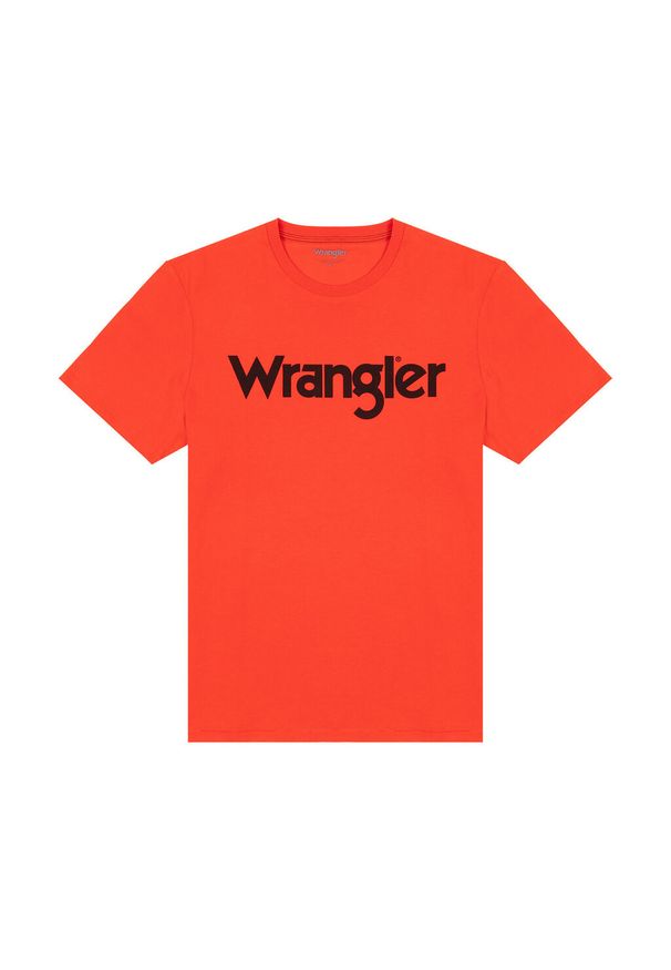 Wrangler - WRANGLER LOGO TEE MĘSKI T-SHIRT KOSZULKA Z NADRUKIEM LOGO W7X1D3R42 112328985. Wzór: nadruk