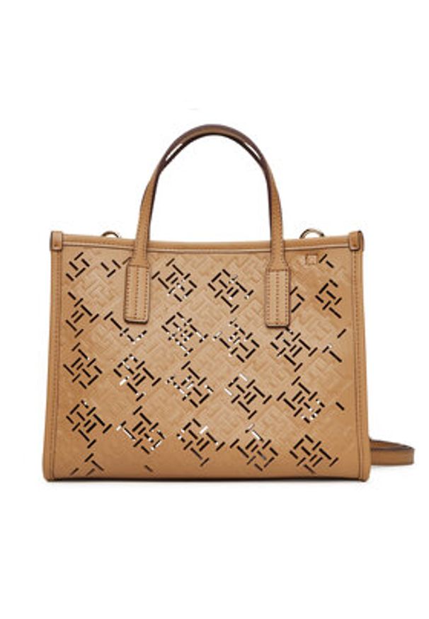 TOMMY HILFIGER - Tommy Hilfiger Torebka Th City Mini AW0AW17500 Brązowy. Kolor: brązowy. Materiał: skórzane