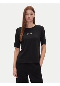 DKNY T-Shirt P4JHBRJQ Czarny Regular Fit. Kolor: czarny. Materiał: bawełna