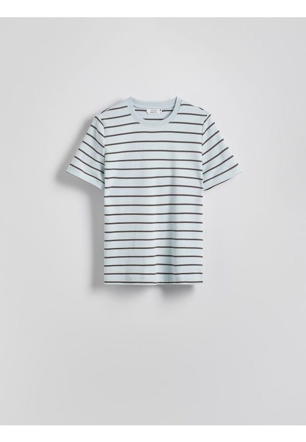 Reserved - T-shirt z bawełny merceryzowanej - jasnoniebieski. Kolor: niebieski. Materiał: bawełna