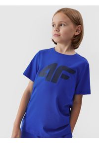 4F JUNIOR - T-shirt z nadrukiem chłopięcy. Kolor: niebieski. Materiał: bawełna. Wzór: nadruk #2