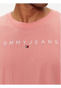 Tommy Jeans T-Shirt Linear Logo DM0DM17993 Różowy Regular Fit. Kolor: różowy. Materiał: bawełna #5