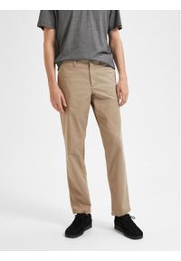 Selected Homme Spodnie materiałowe New 16087665 Beżowy Regular Fit. Kolor: beżowy. Materiał: bawełna