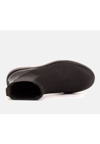 Marco Shoes Płaskie botki skórzane z ociepleniem z szeroką gumą w cholewce czarne. Kolor: czarny. Materiał: skóra, guma. Szerokość cholewki: normalna #4