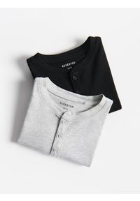 Reserved - Bawełniany longsleeve 2 pack - czarny. Kolor: czarny. Materiał: bawełna. Długość rękawa: długi rękaw #1
