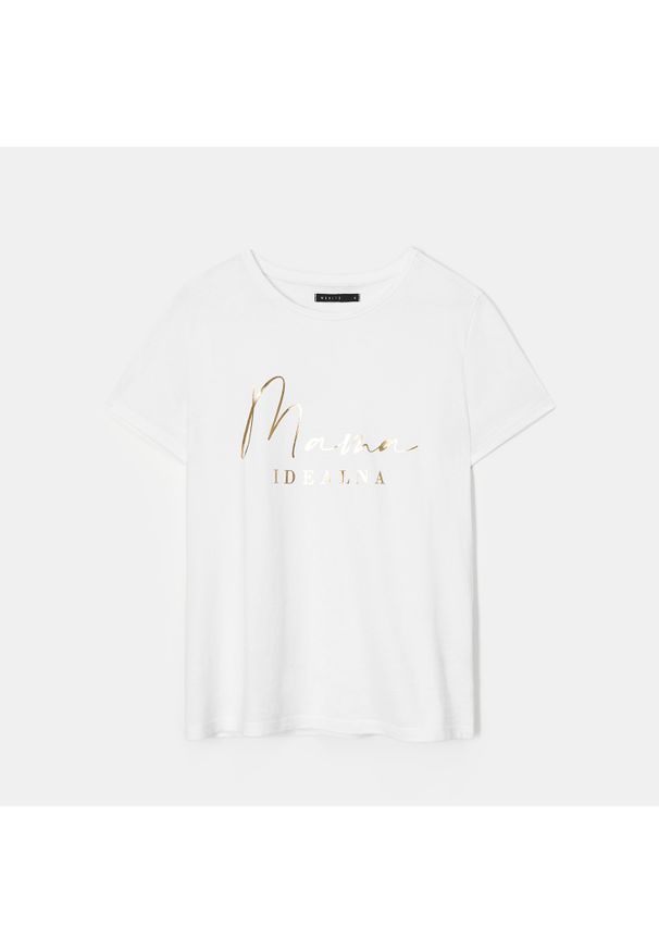 Mohito - Koszulka z napisem - Biały. Kolor: biały. Wzór: napisy