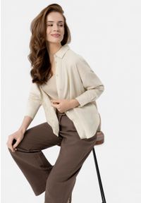 Volcano - K-VEHI. Kolor: beżowy. Materiał: tkanina, włókno, len, materiał, wiskoza. Wzór: paski. Sezon: wiosna, lato #1