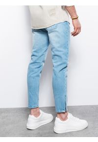 Ombre Clothing - Spodnie męskie jeansowe - jasny indygo P1028 - XXL. Kolor: niebieski. Materiał: jeans