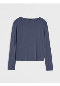 Sinsay - Bawełniana prążkowana bluzka z długim rękawem - niebieski. Kolor: niebieski. Materiał: prążkowany, bawełna. Długość rękawa: długi rękaw. Długość: długie #1