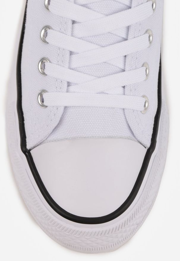 Born2be - Biało-Czarne Trampki Vices na Grubszej Podeszwie pod Kostkę Tilomea. Okazja: na co dzień. Kolor: biały. Materiał: jeans. Styl: casual, elegancki