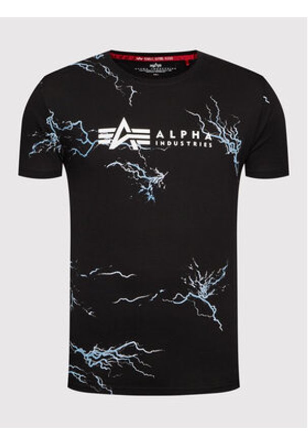Alpha Industries T-Shirt Lightning Aop 106500 Czarny Regular Fit. Kolor: czarny. Materiał: bawełna
