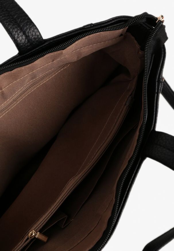 Renee - Czarna Torebka Shopper na Ramię z Paskiem z Regulacją Vemeriana. Kolor: czarny. Sezon: lato, wiosna. Styl: elegancki, casual. Rodzaj torebki: na ramię