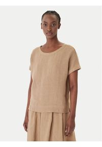 Marella T-Shirt Geyser 2615111132 Brązowy Regular Fit. Kolor: brązowy. Materiał: len #1