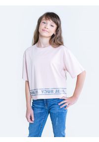 Big-Star - Koszulka dziewczęca z błyszczącym nadrukiem Hildori 600. Okazja: na co dzień. Kolor: różowy. Materiał: jeans, bawełna. Długość rękawa: krótki rękaw. Długość: krótkie. Wzór: nadruk. Styl: casual, młodzieżowy #2