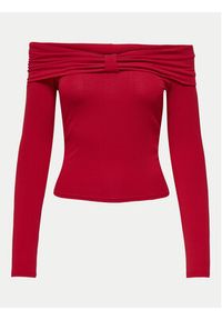 only - ONLY Bluzka Fayola 15339435 Czerwony Slim Fit. Kolor: czerwony. Materiał: wiskoza #4