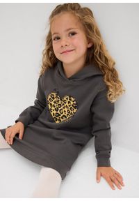 bonprix - Sukienka dresowa z czystej bawełny organicznej. Kolor: szary. Materiał: dresówka, bawełna. Wzór: motyw zwierzęcy #3