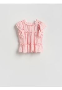 Reserved - Bluzka z wiskozą - brzoskwiniowy. Kolor: pomarańczowy. Materiał: wiskoza. Styl: klasyczny