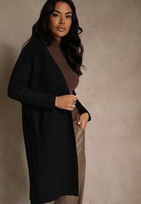 Renee - Czarny Niezapinany Casualowy Kardigan Felltusa. Okazja: na co dzień. Kolor: czarny. Materiał: jeans. Styl: casual #4