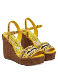 DOLCE & GABBANA - Dolce&Gabbana Espadryle CZ0318 AV804 Żółty. Kolor: żółty. Materiał: materiał
