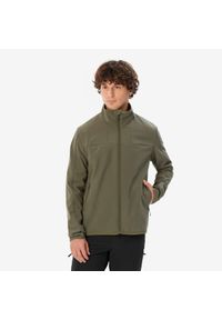 FORCLAZ - Kurtka Softshell trekkingowa męska Forclaz MT100. Kolor: szary, zielony, wielokolorowy, brązowy. Materiał: softshell. Sport: turystyka piesza #1