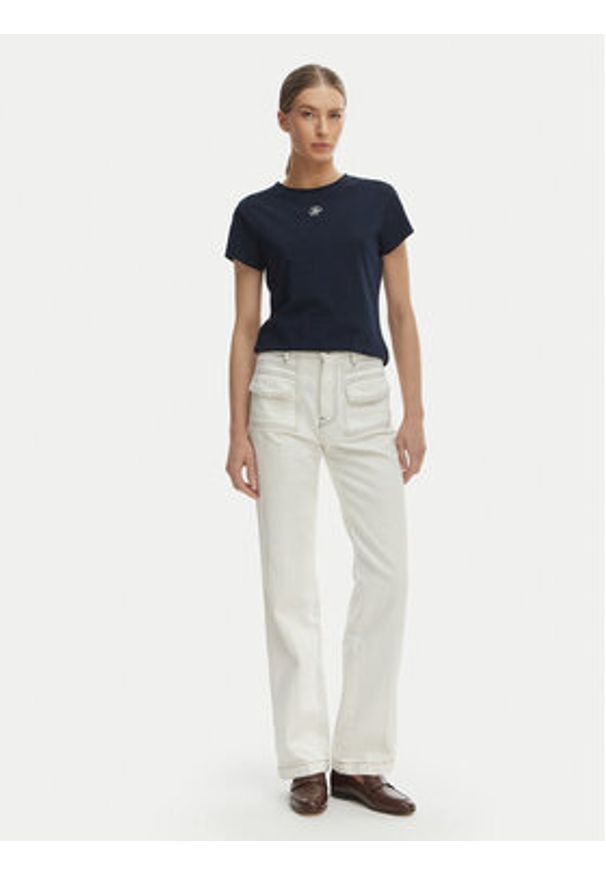 TOMMY HILFIGER - Tommy Hilfiger T-Shirt WW0WW48710 Granatowy Slim Fit. Kolor: niebieski. Materiał: bawełna