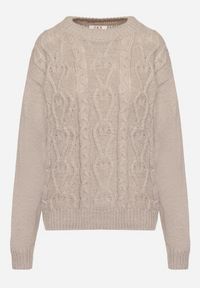 Born2be - Szary Sweter z Wełną Ściągaczem i Tłoczeniem Riavonnae. Okazja: na co dzień. Kolor: szary. Materiał: wełna. Styl: wizytowy, klasyczny, casual, elegancki #3