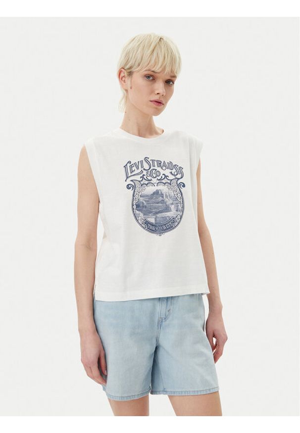 Levi's® Bluzka Graphic 001MW-0000 Biały Standard Fit. Kolor: biały. Materiał: bawełna