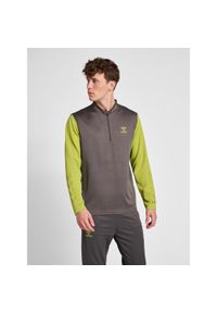 Półzapinana bluza dresowa Hummel On-Grid. Kolor: szary. Materiał: dresówka. Sport: piłka nożna