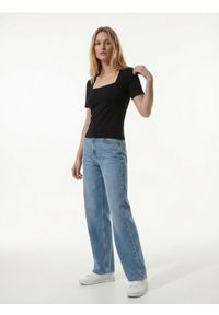 Sinsay - Koszulka z dekoltem karo - czarny. Typ kołnierza: dekolt w karo. Kolor: czarny #1