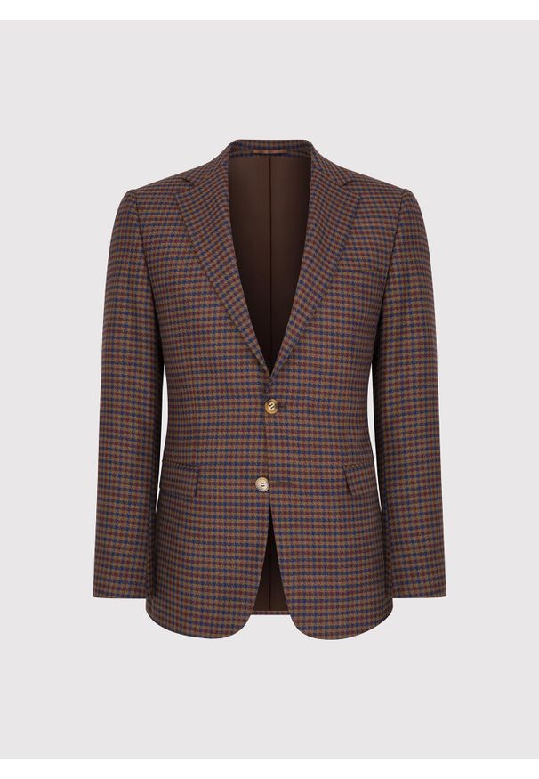 Pako Lorente - PAKO LORENTE – Brązowa marynarka w drobną kratę. Kolor: brązowy. Materiał: poliester, elastan, wiskoza. Sezon: jesień