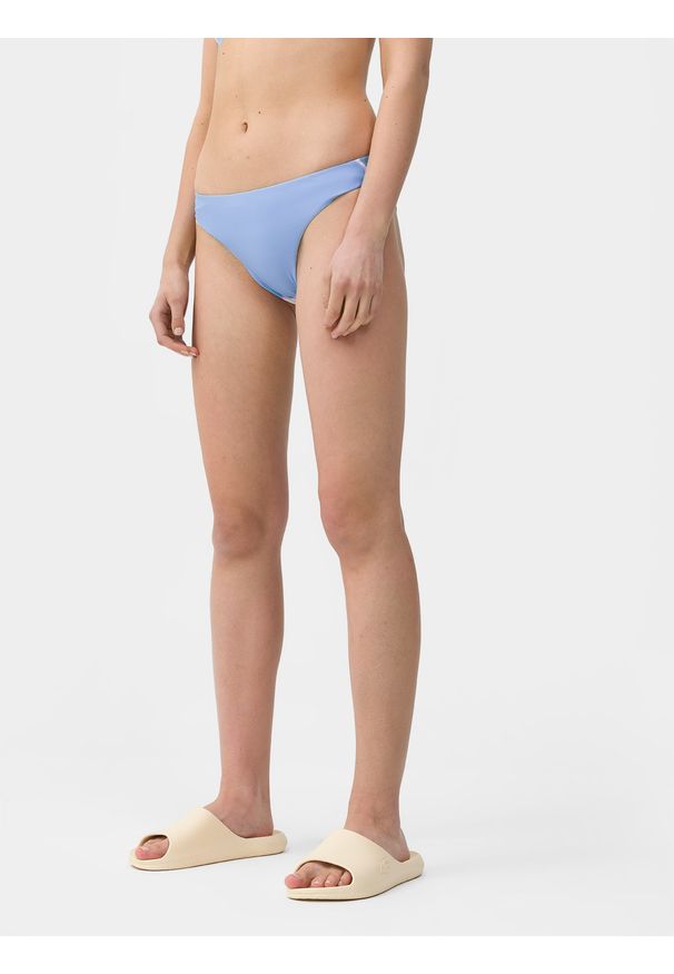 4f - 4F Dół od bikini z materiałów z recyklingu damski S. Stan: obniżony. Kolor: niebieski. Materiał: materiał