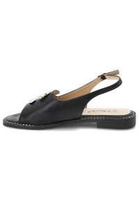 Czarne Sandały S.Barski Stylowe Płaskie Obuwie Damskie. Okazja: na co dzień. Zapięcie: pasek. Kolor: czarny. Wzór: aplikacja. Sezon: lato. Obcas: na obcasie. Styl: elegancki. Wysokość obcasa: niski #4
