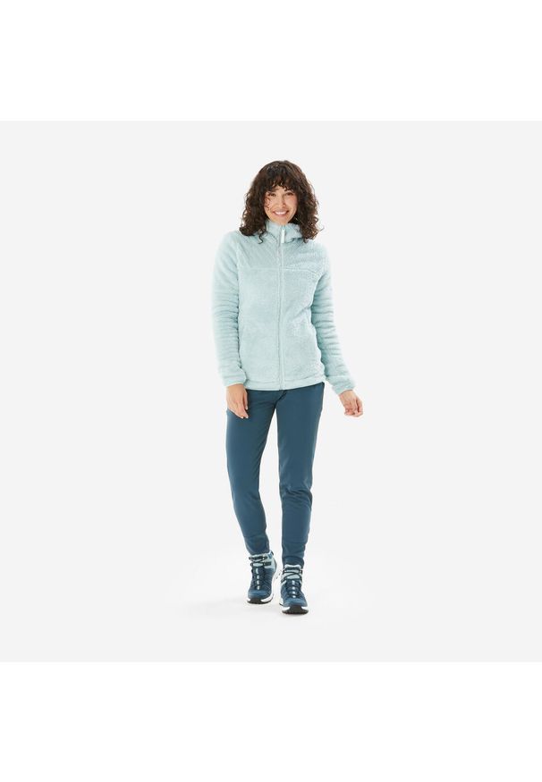 quechua - Spodnie turystyczne damskie Quechua NH500 Warm. Kolor: zielony, niebieski, wielokolorowy. Materiał: tkanina, materiał. Sezon: zima. Sport: turystyka piesza