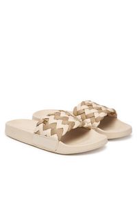 TOMMY HILFIGER - Tommy Hilfiger Klapki Th Braided Pool Slide FW0FW09203 Beżowy. Kolor: beżowy. Materiał: materiał #2