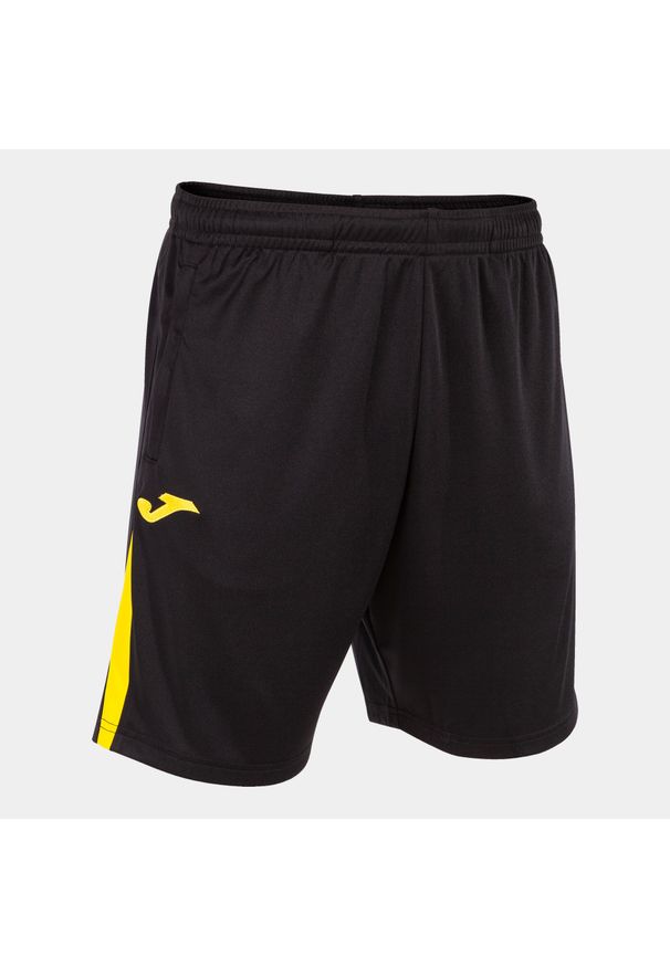 Szorty Joma Championship VII. Kolor: żółty, czarny, wielokolorowy. Materiał: poliester. Wzór: kolorowy. Sport: piłka nożna
