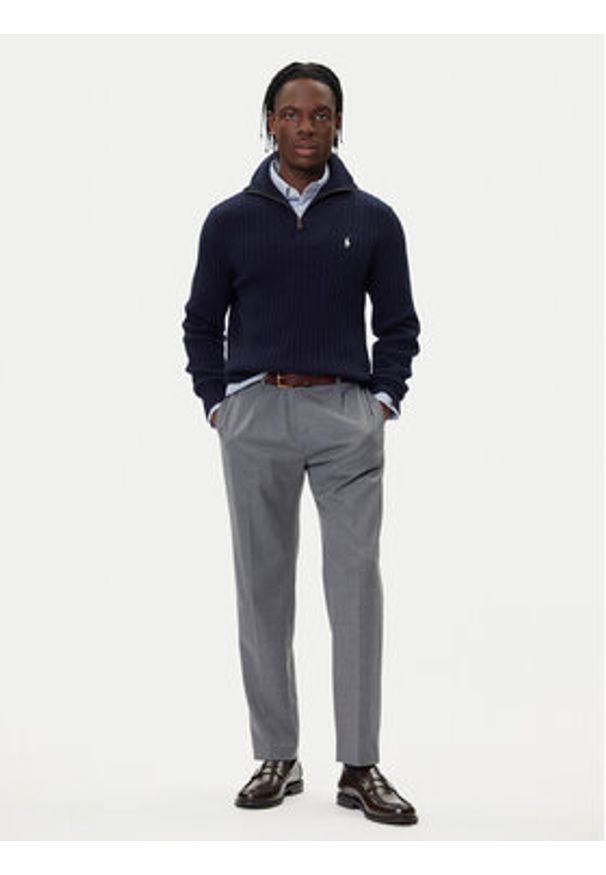 Polo Ralph Lauren Sweter 710974167001 Granatowy Regular Fit. Typ kołnierza: polo. Kolor: niebieski. Materiał: wełna