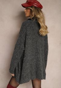 Renee - Ciemnoszary Casualowy Sweter Oversize Allethia. Okazja: na co dzień. Kolor: szary. Długość rękawa: długi rękaw. Długość: długie. Styl: casual #5