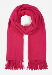 Born2be - Fuksjowy Szalik z Bawełną i Wiskozą Ozdobiony Frędzlami Siadortia. Okazja: na co dzień, na spotkanie biznesowe. Kolor: różowy. Materiał: bawełna, wiskoza. Wzór: aplikacja. Styl: biznesowy, klasyczny, casual, elegancki #4