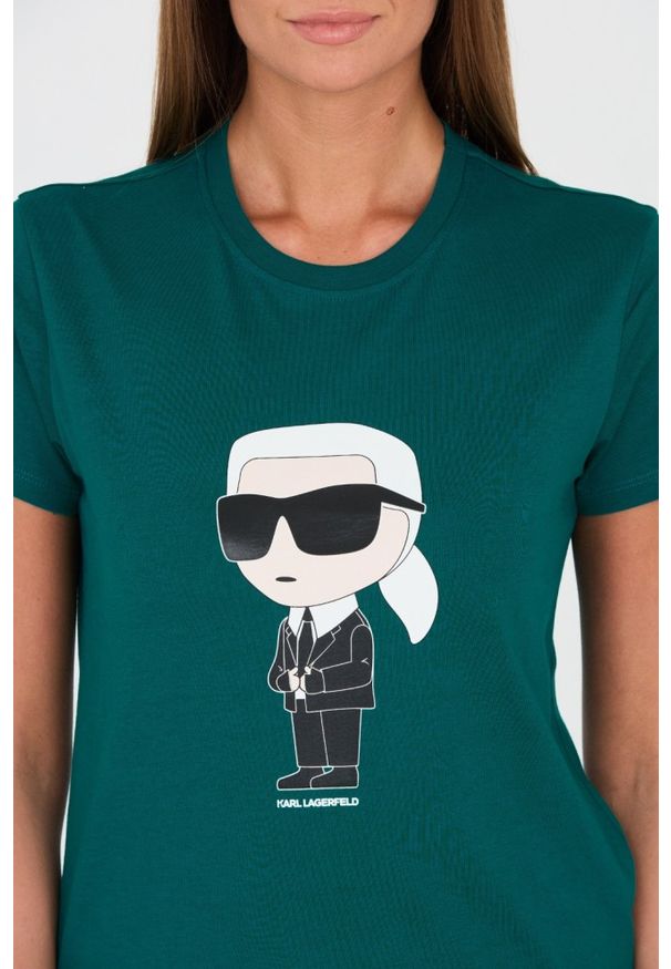 Karl Lagerfeld - KARL LAGERFELD Zielony damski t-shirt Karl, Rozmiar S. Kolor: zielony