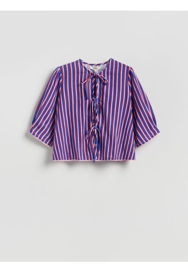 Reserved - Bluzka w paski - wielobarwny. Materiał: tkanina, bawełna. Wzór: paski