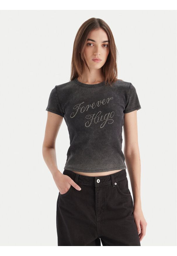 Hugo - HUGO T-Shirt Dever 50546936 Czarny Slim Fit. Kolor: czarny. Materiał: bawełna