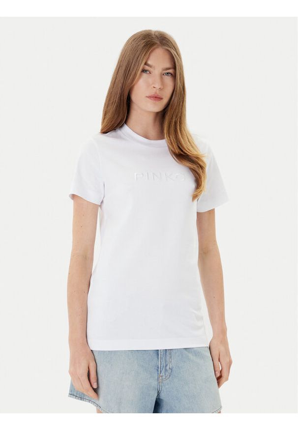 Pinko - PINKO T-Shirt Start 101752 A2RD Biały Regular Fit. Kolor: biały. Materiał: bawełna