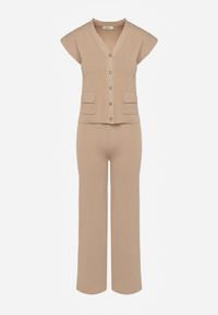 Renee - Beżowy Komplet Kamizelka i Spodnie Regular Annavie. Kolor: beżowy. Materiał: materiał #5